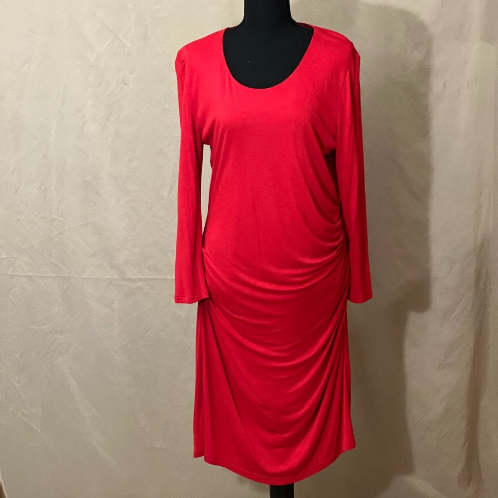 MNG by Mango Tania Long sleeve Red Jersey Dress, Size XL